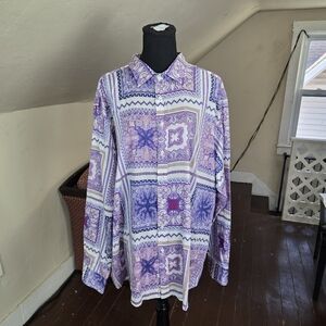 Etro Milano 3XL Purple Patchwork Paisley Button Down Shirt Made in Italy